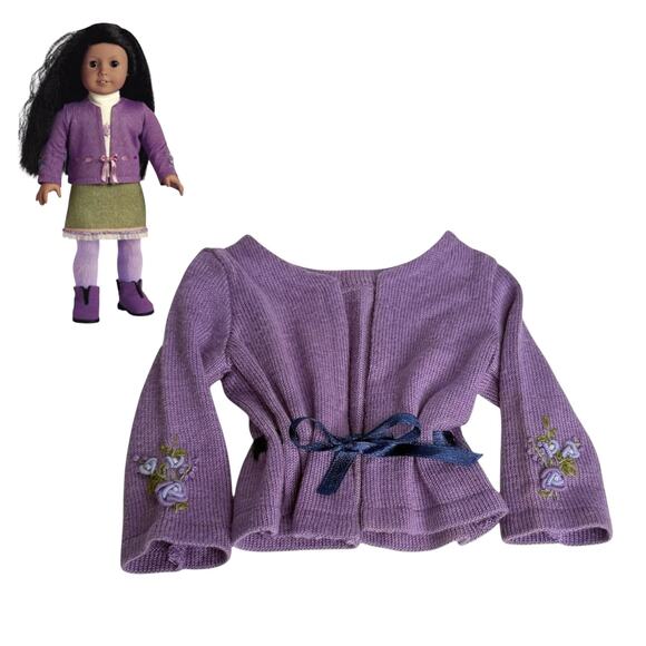 VTG American Girl Today Go Anywhere Meet Outfit SWEATER Blue Ribbon Tie Front - Picture 1 of 5